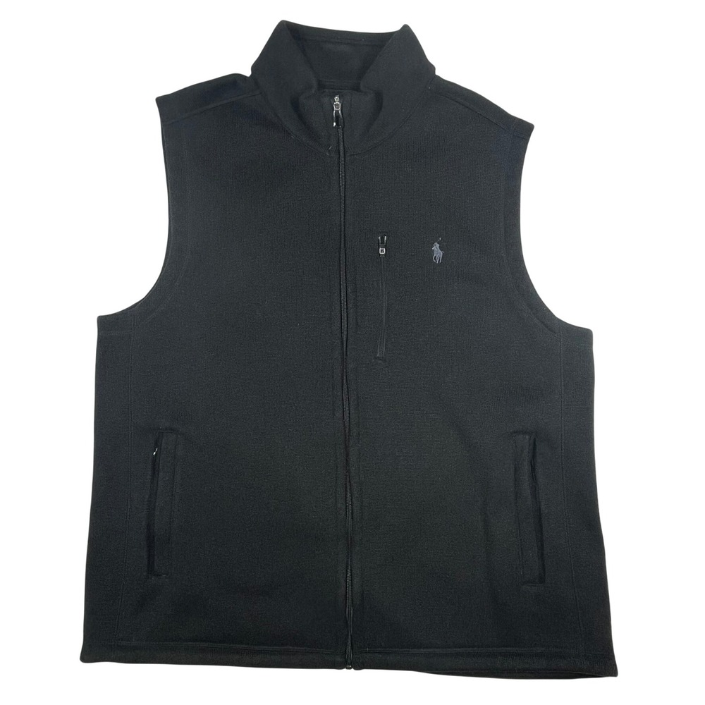 Polo Ralph Lauren Performance Vest Mens XL Black Full Zip Knit Fleece Logo